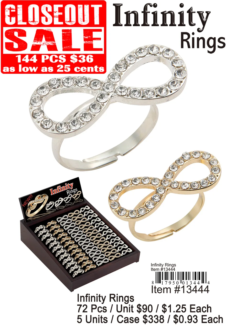 Infinity Rings - Closeout 144 Pcs.